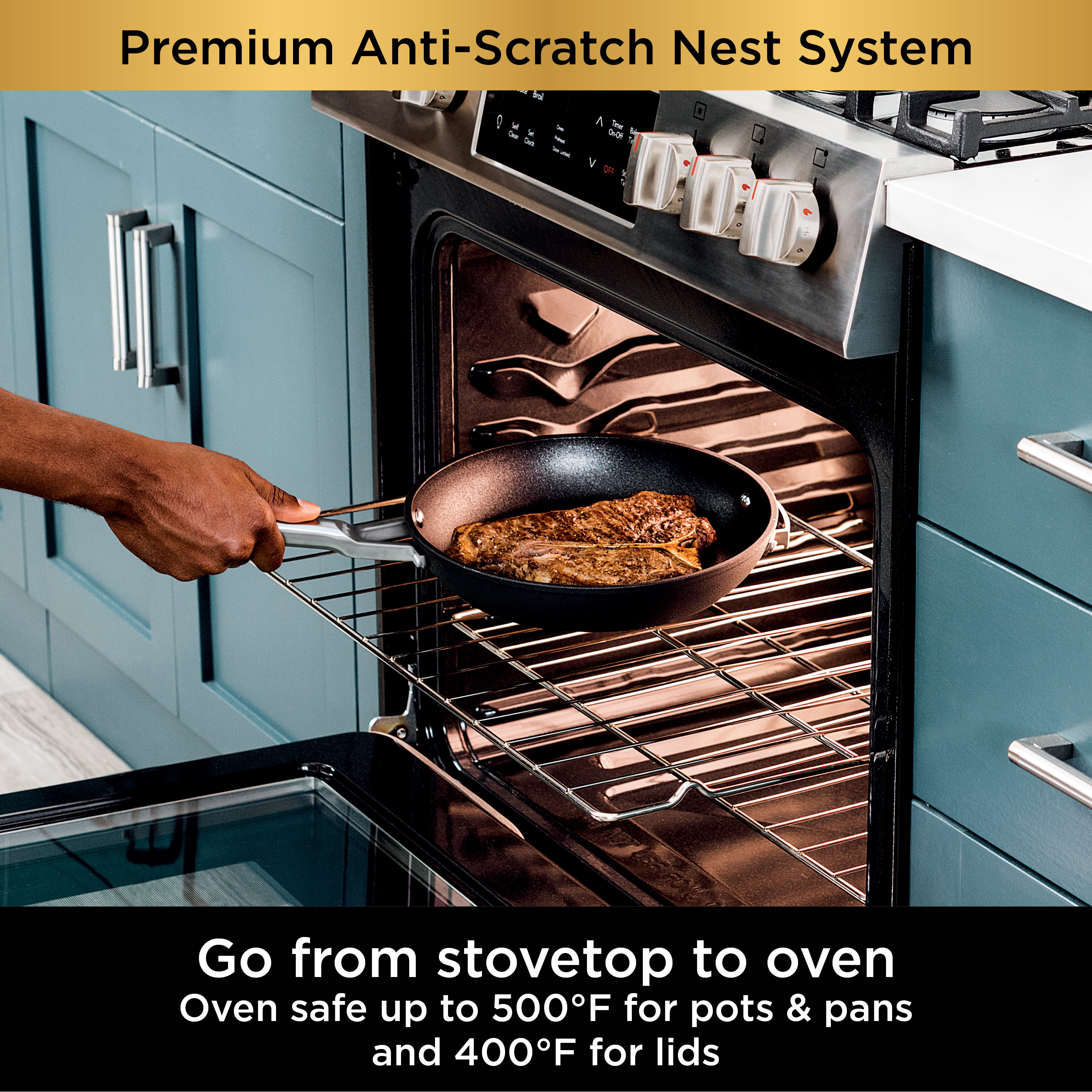 Ninja Foodi NeverStick Premium Anti-Scratch Nest System， 3-Piece Cookware Set C53000