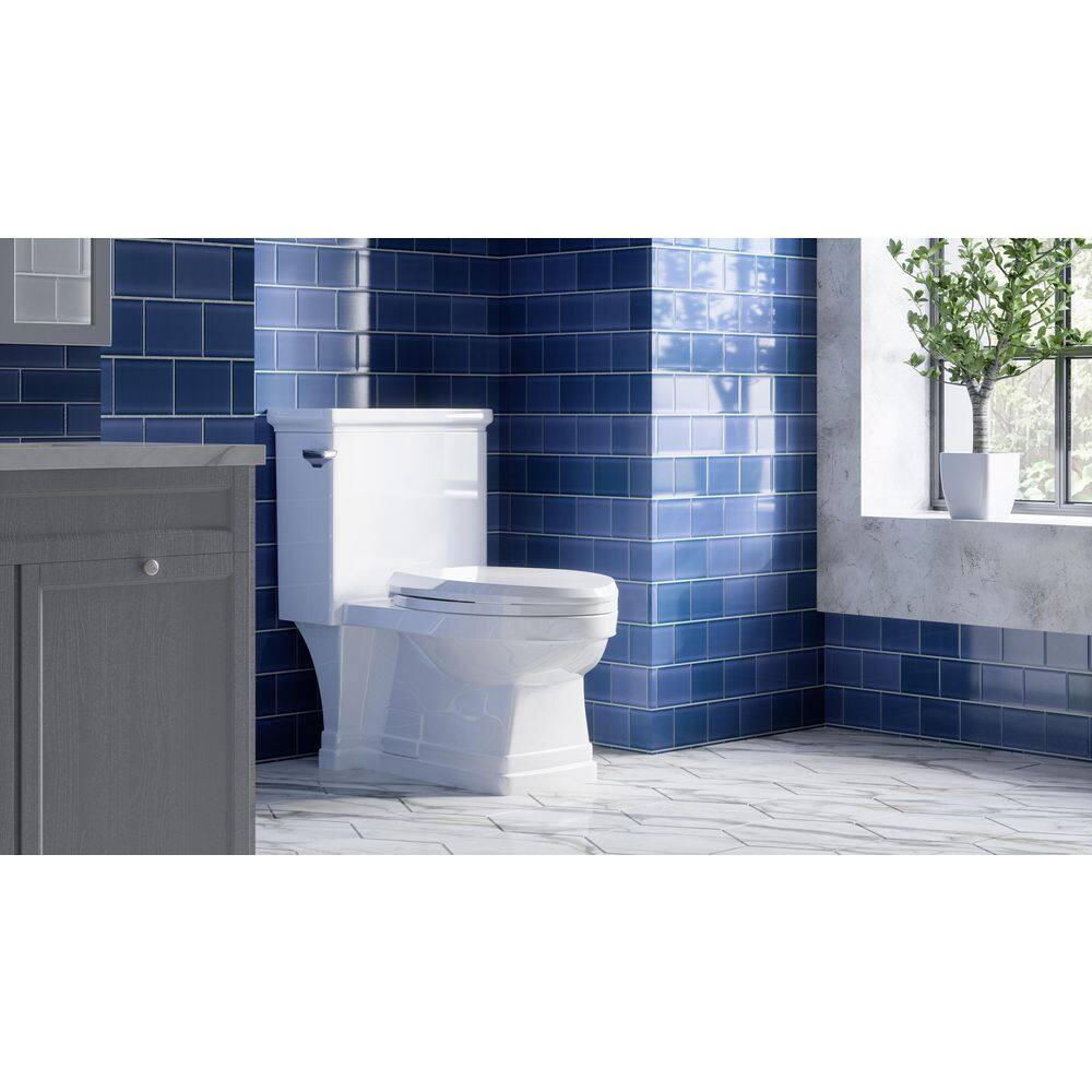 PELHAM  WHITE Crestmont 1-piece 1.28 GPF Single Flush Elongated Toilet in White Soft-Close Seat Included PWT1004