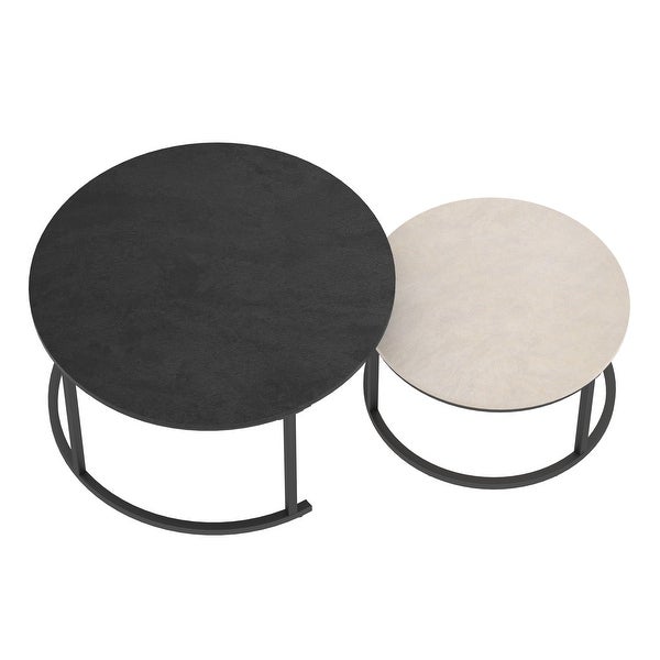 Set of 2 Modern Round Nesting Coffee Tables 31.5-Inch and 23.62-Inch