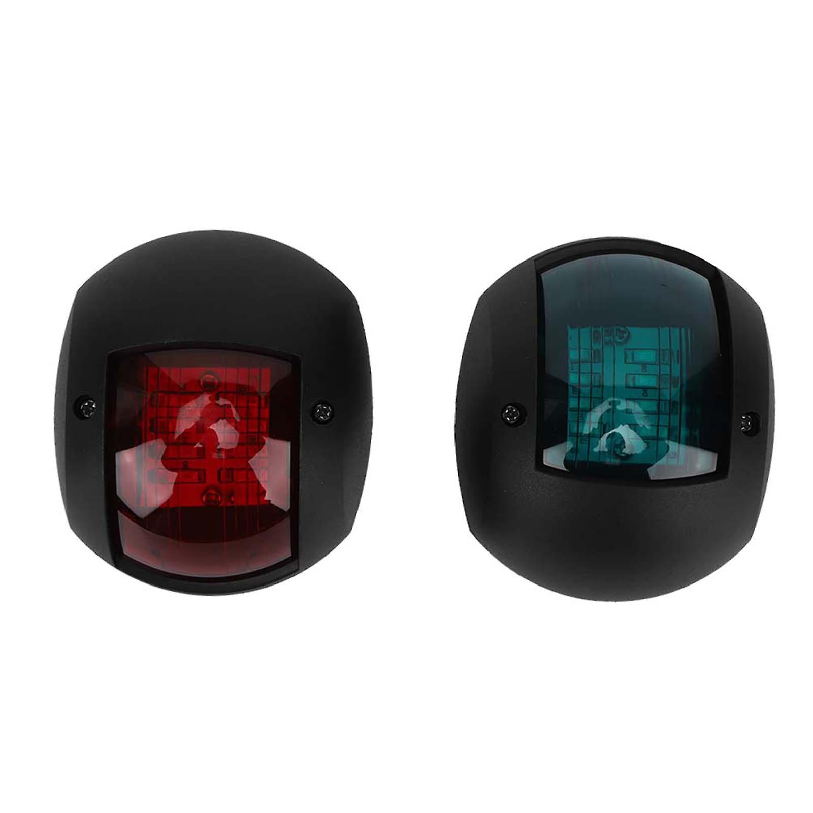 Pair Of Signal Lamp Spherical Red Green Led Waterproof Boat Navigation Light Dc12v-24v 3wblack