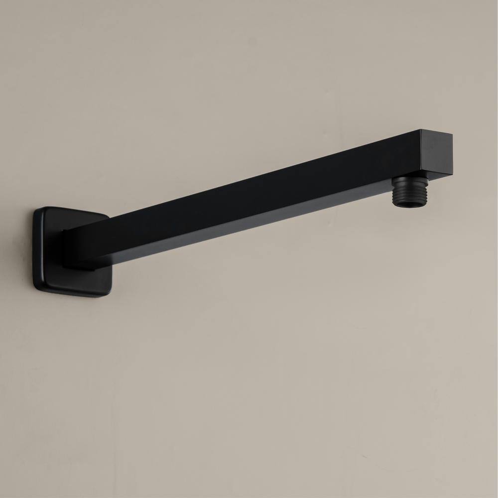 Aurora Decor Amo 16 in. Wall Mount Shower Arm and Flange in Matte Black DSMDHD2A25119B