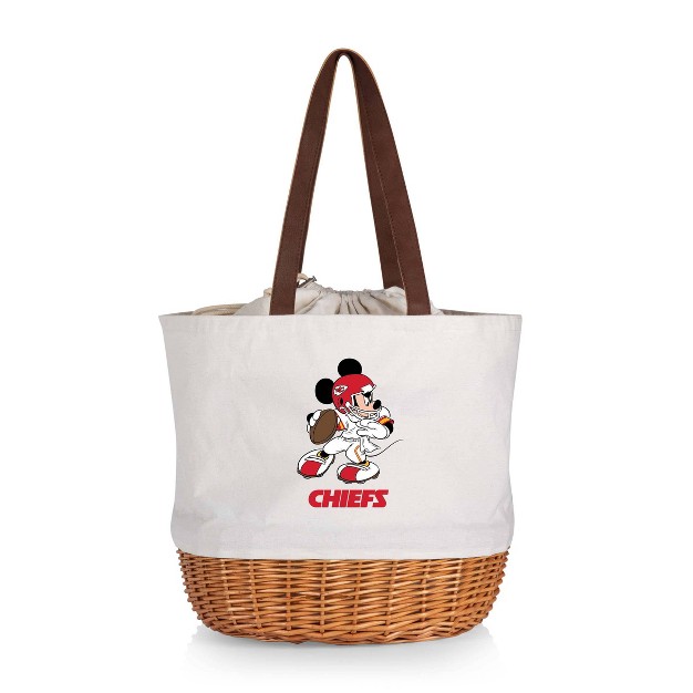 Nfl Kansas City Chiefs Mickey Mouse Coronado Canvas And Willow Basket Tote Beige Canvas