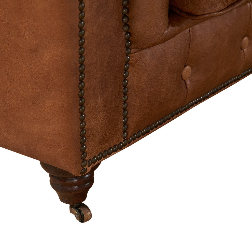 Crafters and Weavers Top Grain Leather Chesterfield Sofa   Traditional   Sofas   by Crafters and Weavers  Houzz