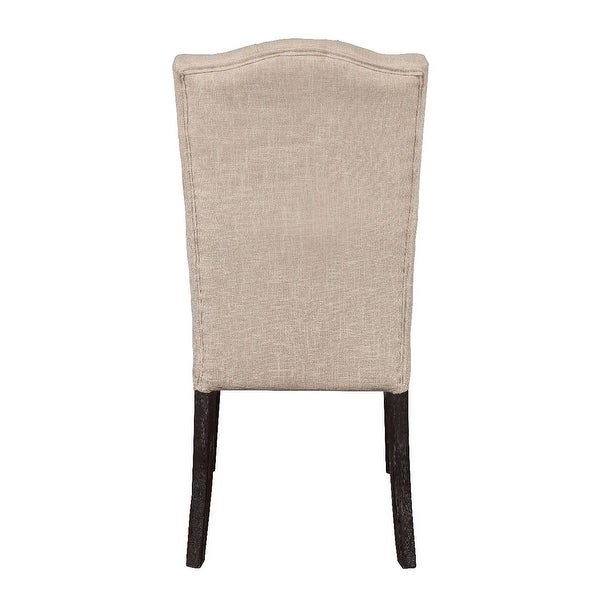 2PCS Gerardo Dining Chair Armless Side Chair (Set-2) in Beige Linen