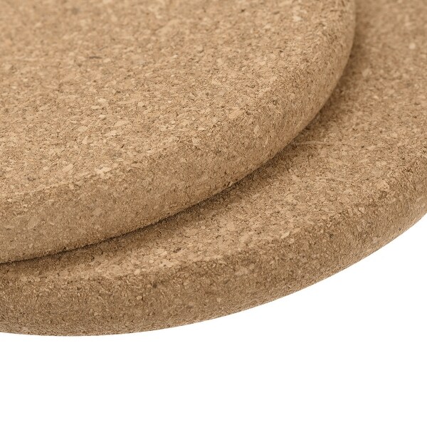 100mm Round Coasters 10mm Thick Cork Cup Mat Pad Round Edge 2pcs - Wood