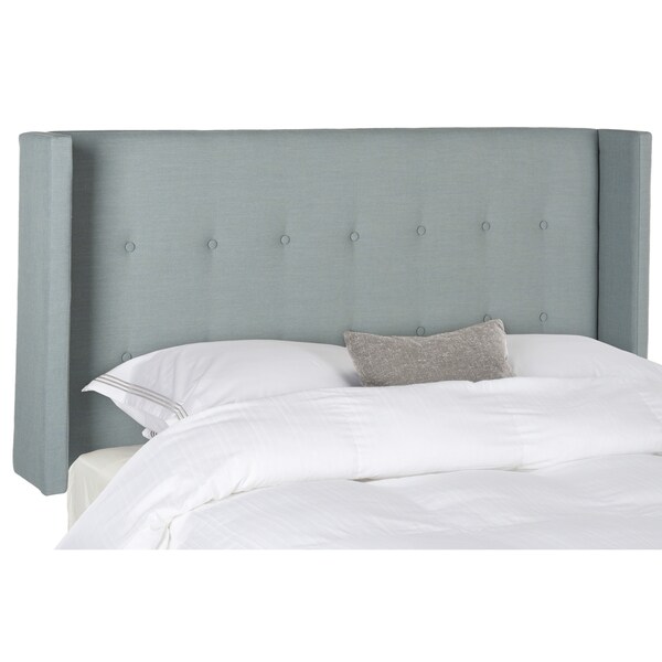 SAFAVIEH Damon Sky Blue Upholstered Tufted Wingback Headboard (Full) - - 11098672