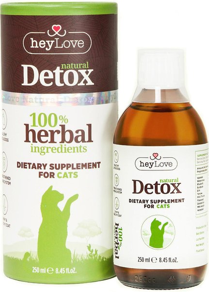 heyLove Natural Detox Dietary Cat Supplement， 8.45-oz bottle