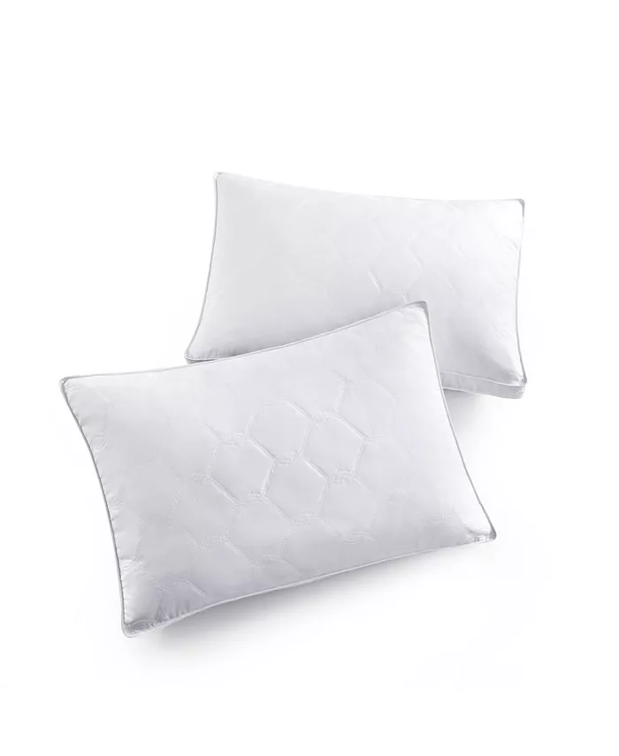 UNIKOME Diamond Quilted Down and Feather with Gusseted Edge 2-Pack Pillows， Standard Queen