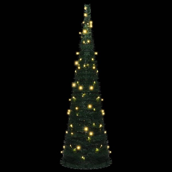 vidaXL Popup String Artificial Prelit Christmas Tree Green 5 ft