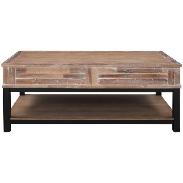 Wooden Lift Top Coffee Table with Inner Storage Space and Shelf