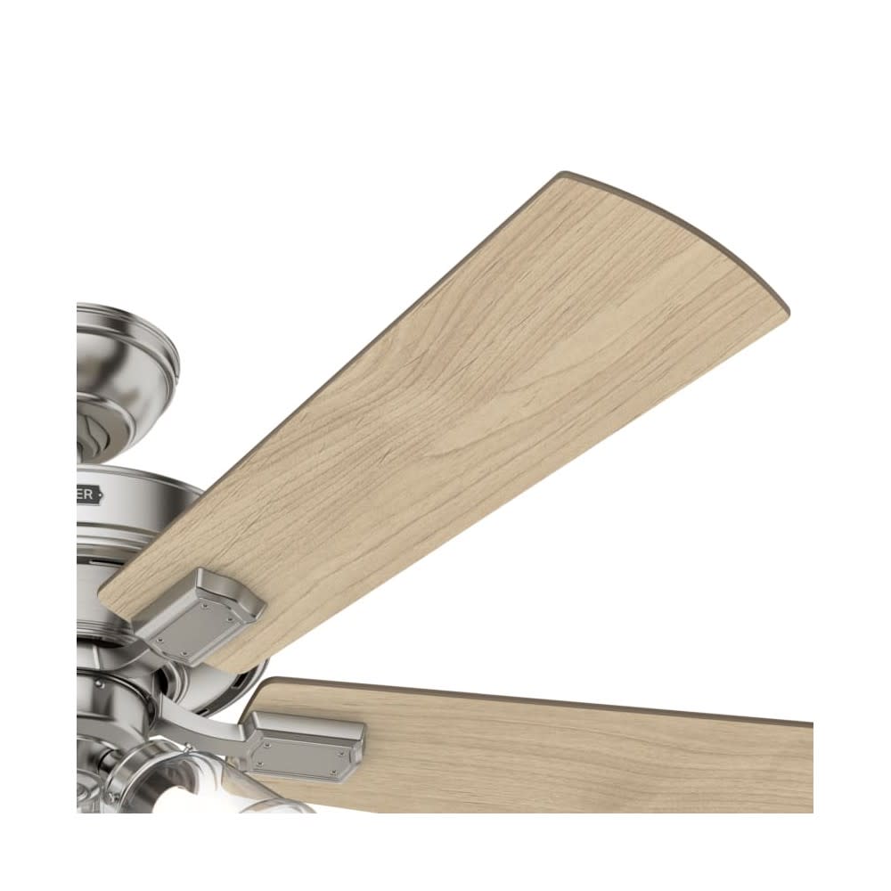 Hunter Crestfield Ceiling Fan 52 Nickel Bleached Grey Pine ;