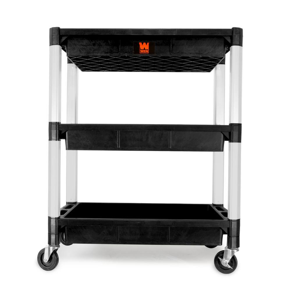 WEN 300 lbs. Capacity 32 in. x 18.5 in. Triple Decker Service 3-Tray and Utility Cart 73163