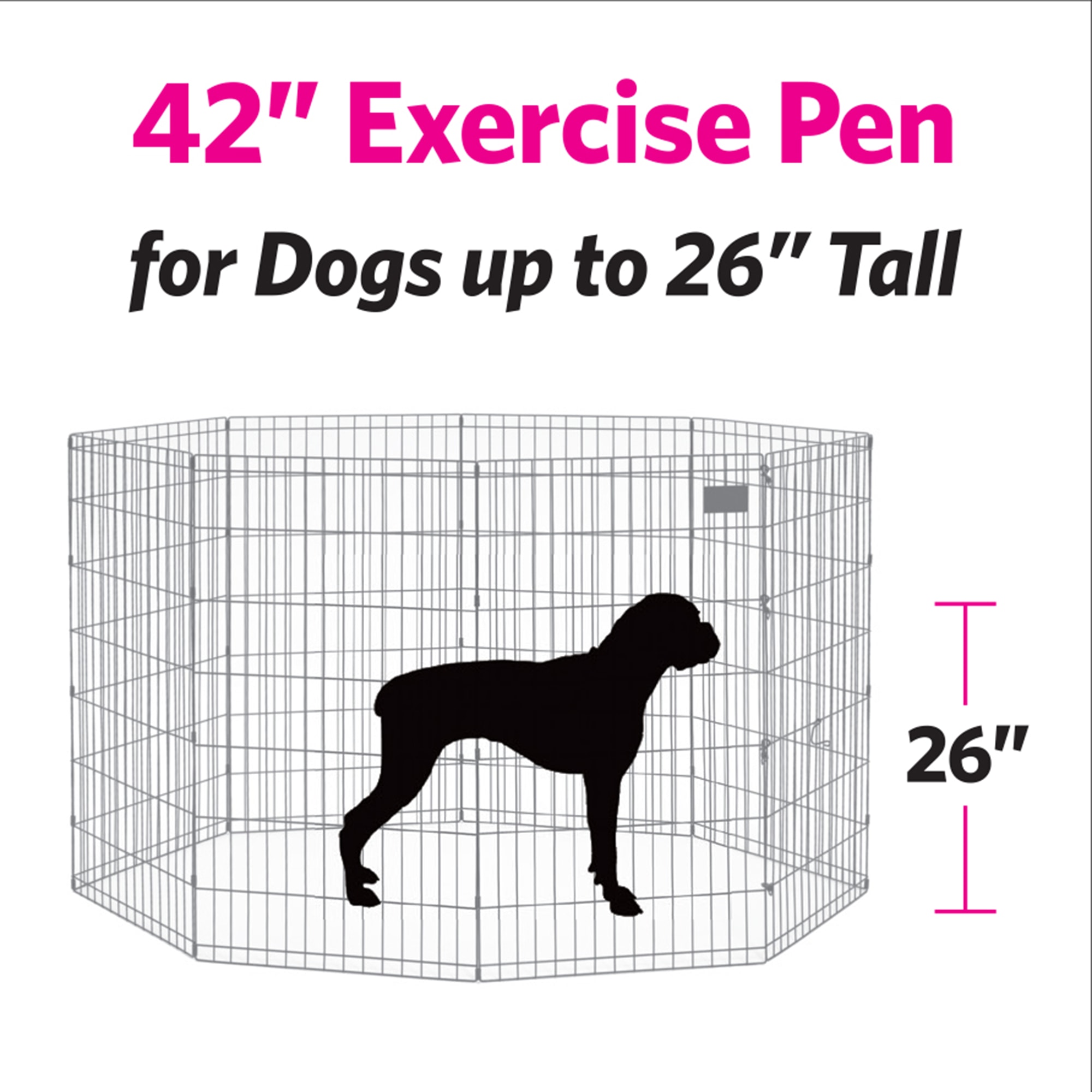 Midwest Black E-Coat Exercise Pen w/Door for Dogs， 24