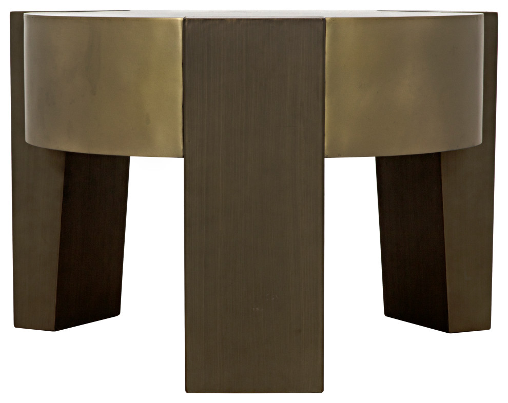 Noir Furniture Carrusel Coffee Table With Antique Brass Finish GTAB1113MBAB   Contemporary   Coffee Tables   by Noir  Houzz