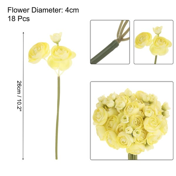 Artificial Ranunculus Flowers，18pcs Faux Silk Flower for Wedding