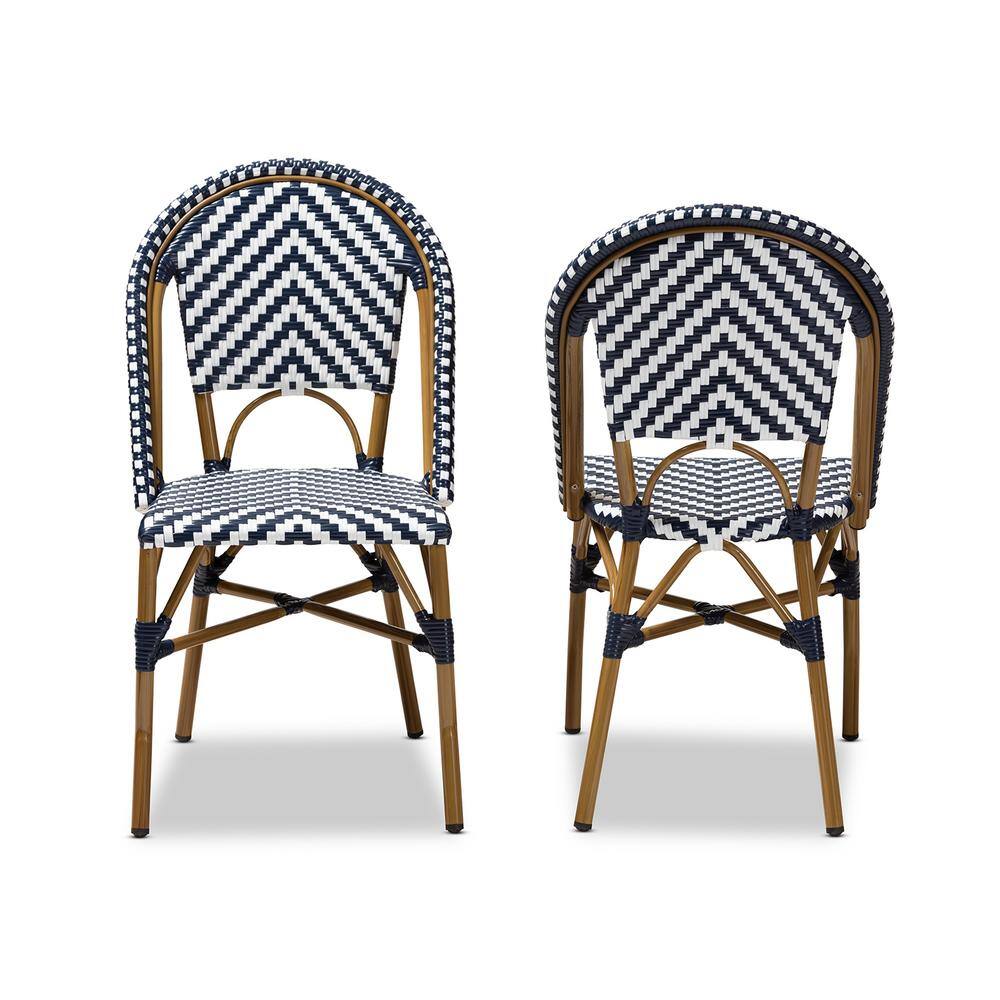 Baxton Studio Celie White and Blue Dining Chair (Set of 2) 150-2PC-8994-HD