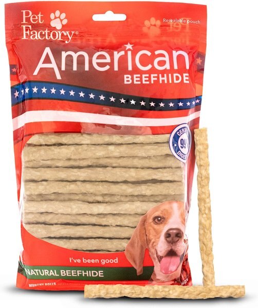 Pet Factory Beefhide Munchy Mini Rolls 5-inch Natural Flavored Dog Hard Chews， 1.5-lb bag