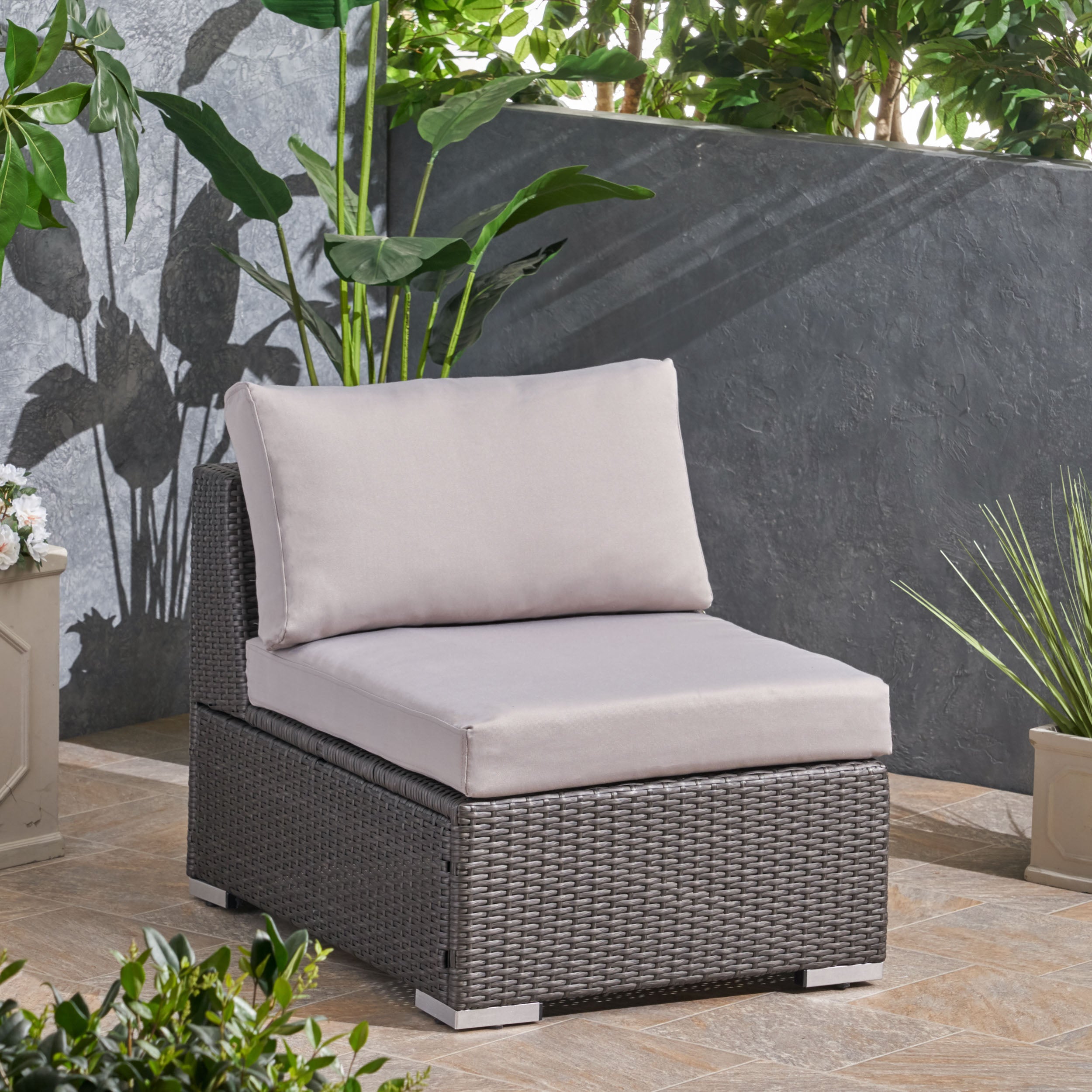 Francisco Outdoor Wicker Sectional Sofa Seat w/ Cushions