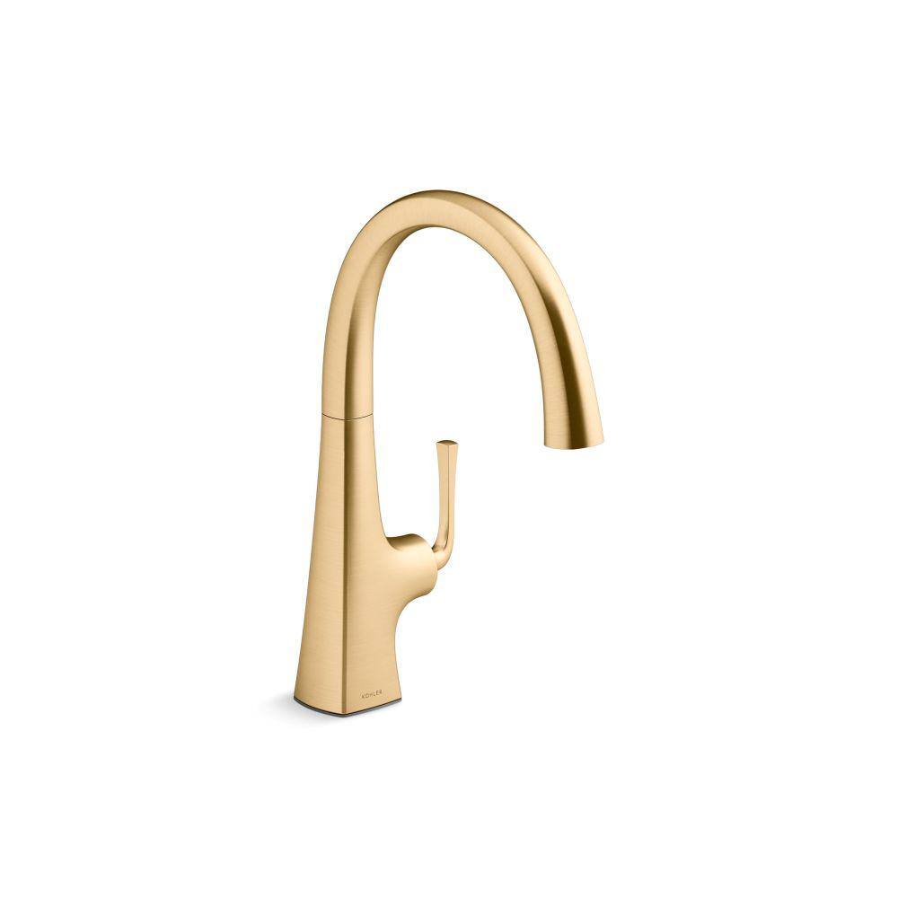 KOHLER Graze Single Handle Bar Sink Faucet with Swing Spout in Vibrant Brushed Moderne Brass 22065-2MB