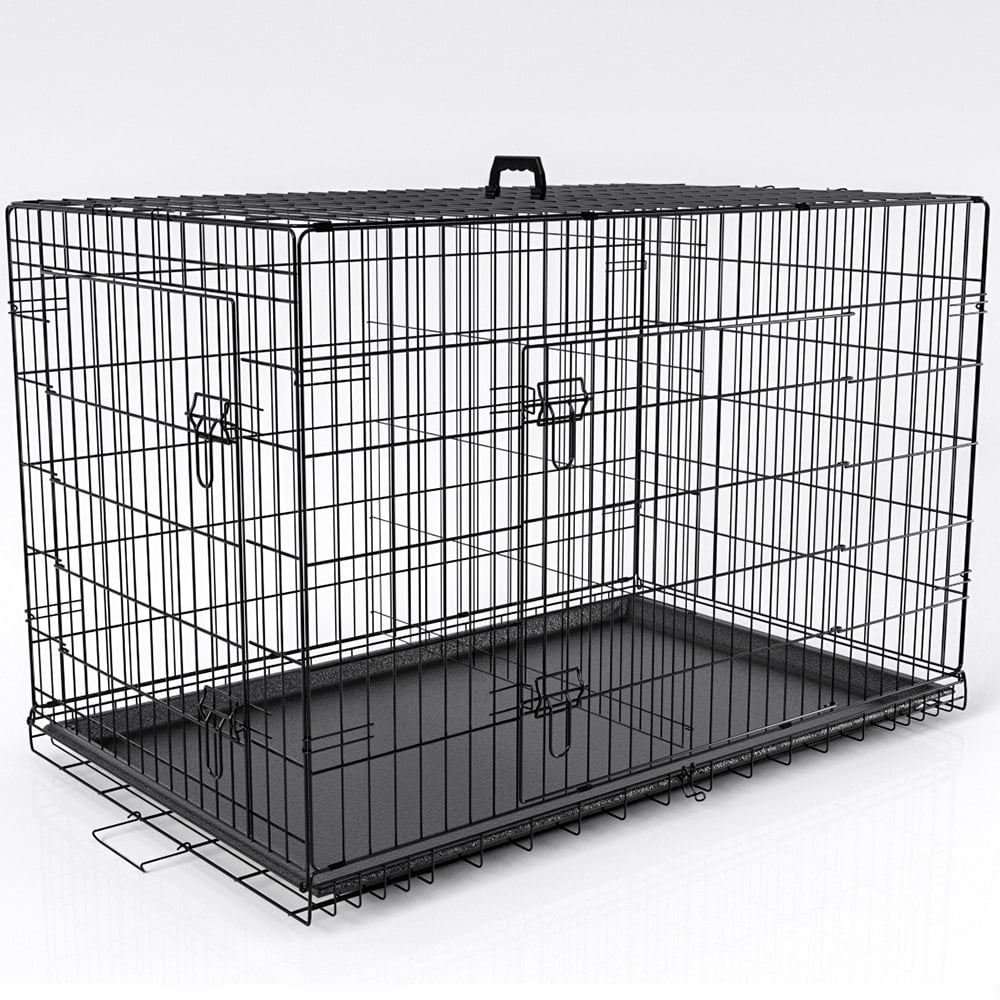 Homy Grigio Large Dog Crate for Large Dogs Cats， 48 inch Dog Crate XL Folding Wire Crates Dog Kennels Outdoor and Indoor Pet Dog Cage with Double-Door Divider Removable Tray