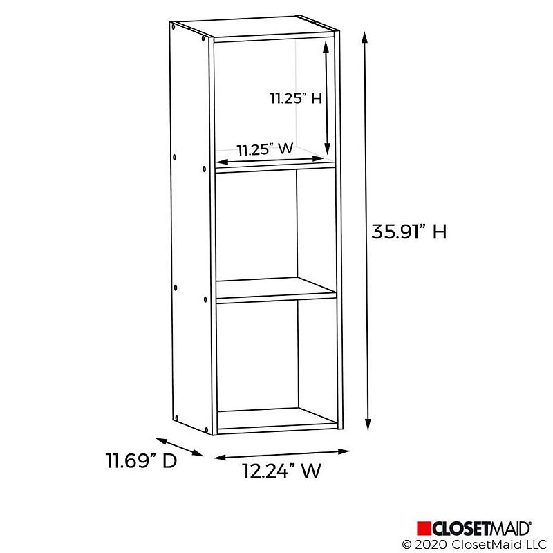 Closetmaid Stackable 3 Cube Shelving Unit Storage Organizer Cubeical， White