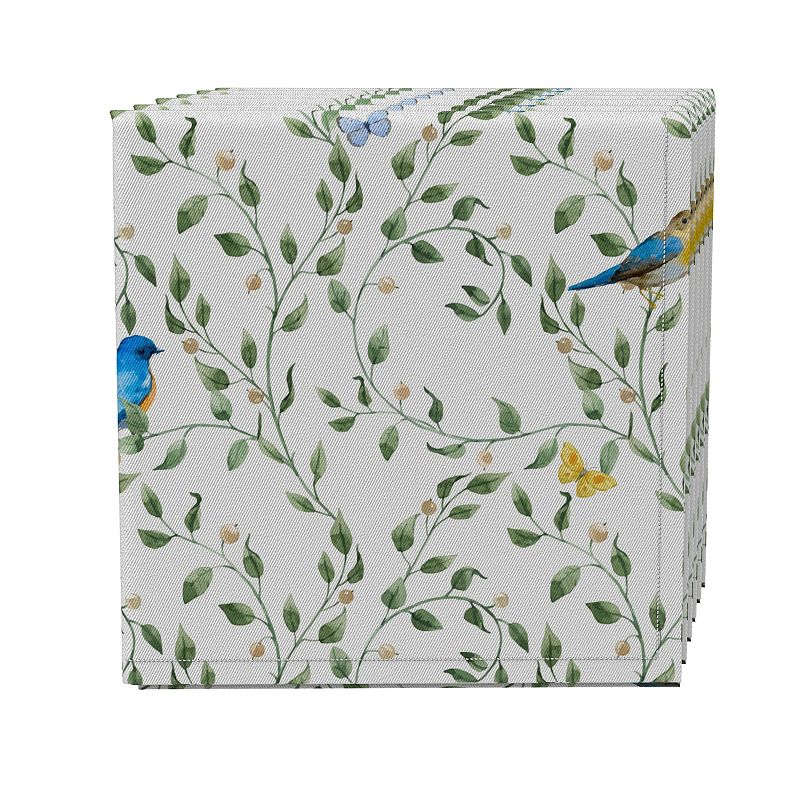 Napkin Set of 4， 100% Cotton， 20x20， Birds on Vines