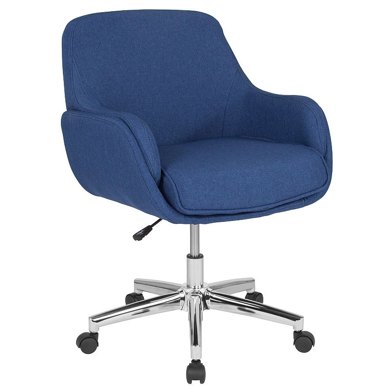 Merrick Lane Robyn Ergonomic Executive Style Mid-Back Office Chair with Adjustable Height And 360▲ Swivel in Blue Fabric Upholstery