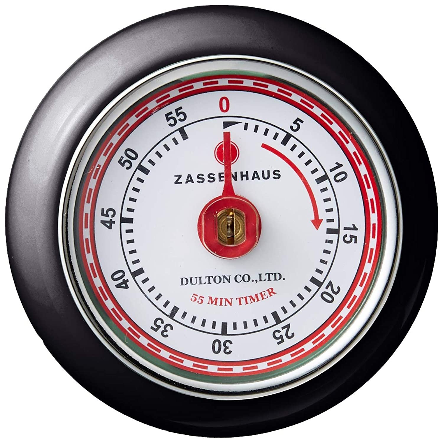 Zassenhaus Magnetic Retro 60 Minute Kitchen Timer， 2.75-Inch， Black