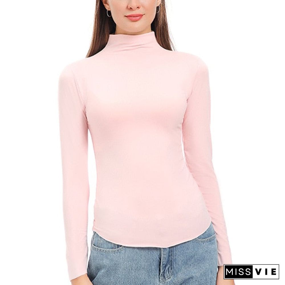 Plus Size Turtleneck Sweater Women Winter Autumn Long Sleeve Elasticity Bottoming Tops Solid Color Slim Fit Warm Knit Pullovers