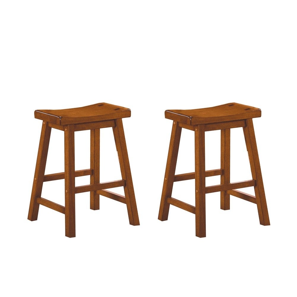 Gering Wood Saddle Seat Counter Height Barstool (Set of 2)， 24