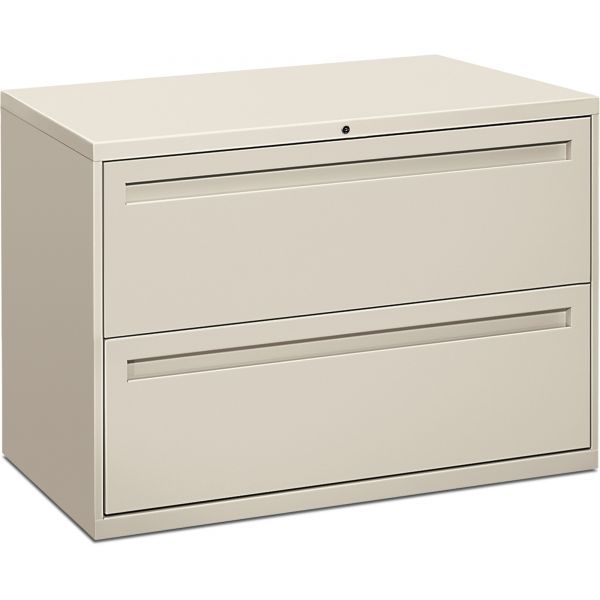 HON 700 Series Two-Drawer Lateral File， Letter/Legal/A4， 42w x 18d， Light Gray