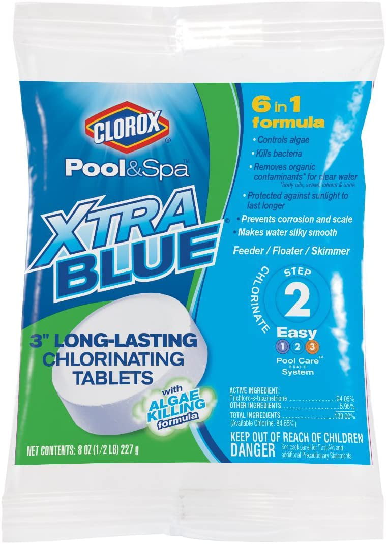 Clorox Pool&Spa 23000CLX XtraBlue 3" Long Lasting Chlorinating Tablets, White