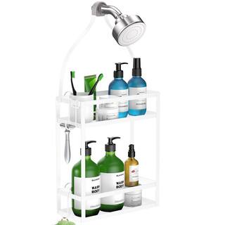 Dracelo Shower Caddy Organizer Mounting Over Shower Head Or Door Extra Wide Space with Hooks for Razorsand in White B08KHL74TK