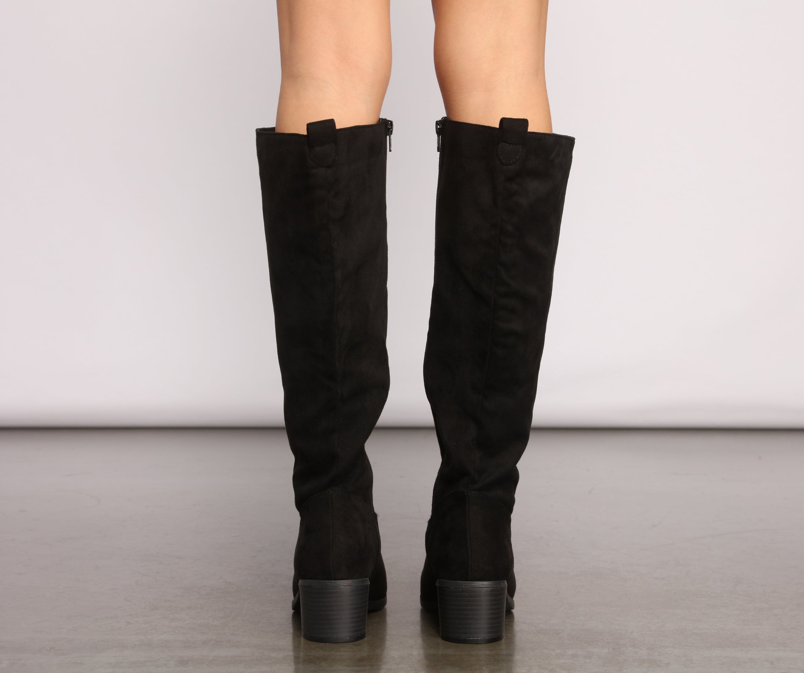 Faux Suede Below The Knee Boots