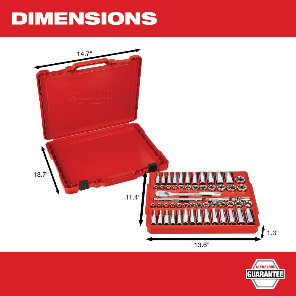 MW 38 in. Drive SAEMetric Ratchet and Socket Mechanics Tool Set with Torque Lock Locking Pliers Kit (66-Piece) 48-22-9008-48-22-3690