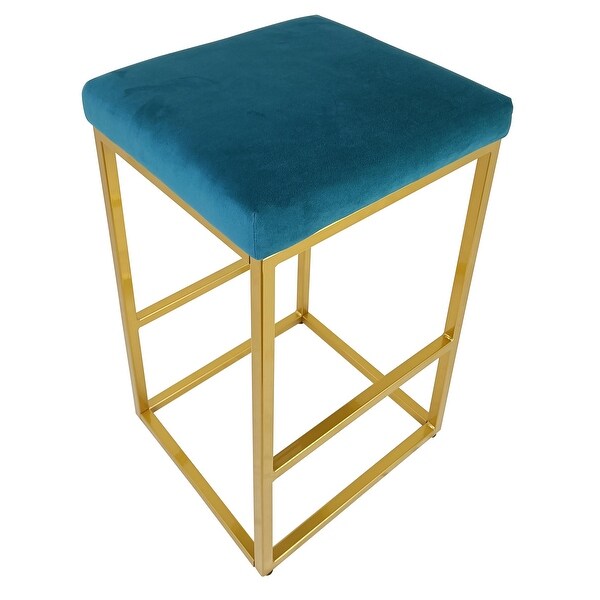 Peacock Blue Velvet Saddle Stools Set of 2