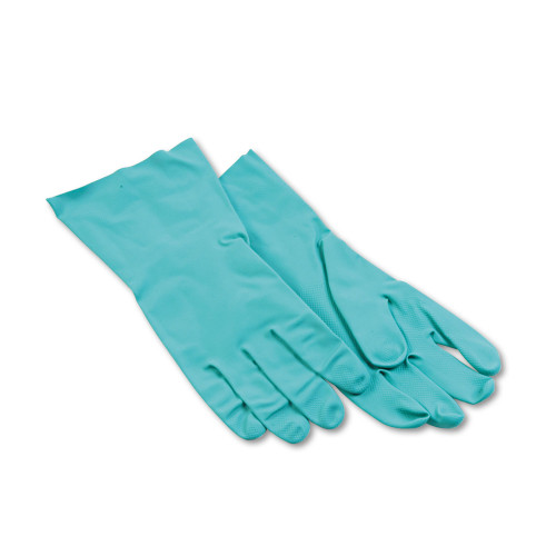 Boardwalk Nitrile Flock-Lined Gloves， Large， Green， Dozen (183L)