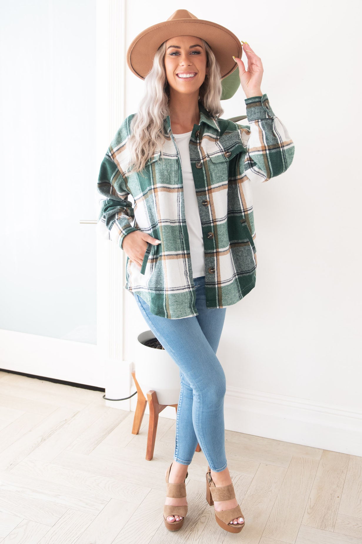 Forever Cozy Modest Plaid Jacket