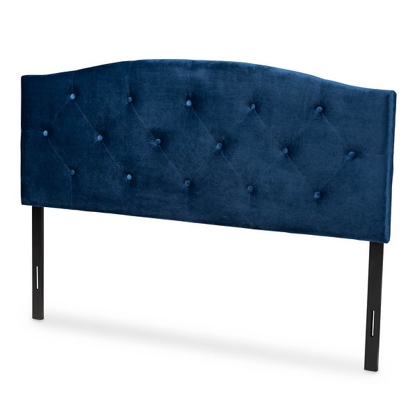 Leone Modern and Contemporary Velvet Upholstered Headboard-Navy Blue - - 34807943