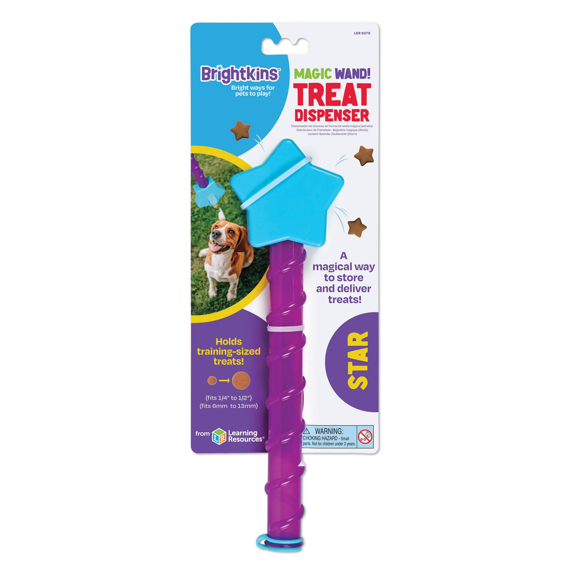 BRIGHTKINS Magic Wand Treat Dispenser Star Dog Toy， Large