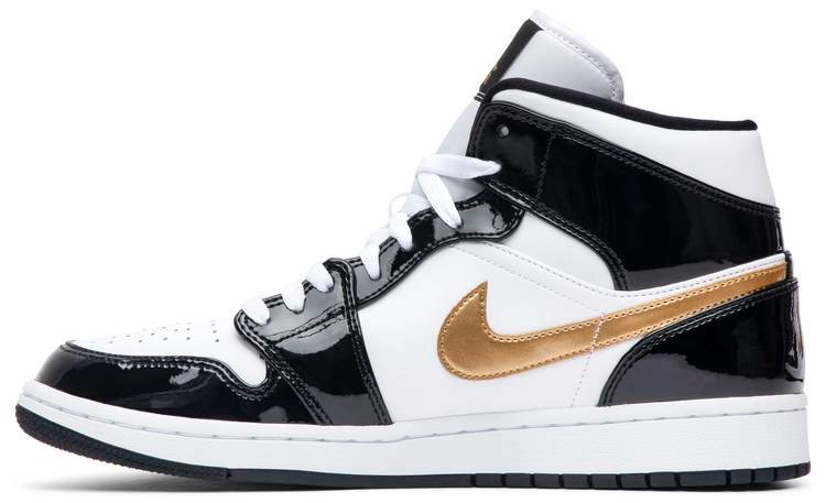 Air Jordan 1 Mid Patent 'Black Gold' 852542-007