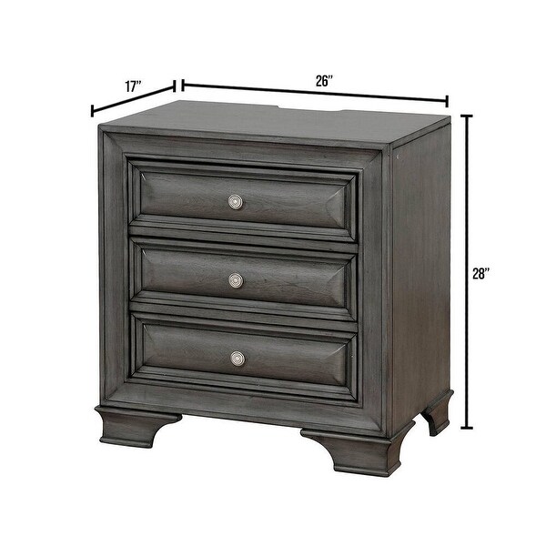 Transitional Style Nightstand with 3 Drawers - - 36119169