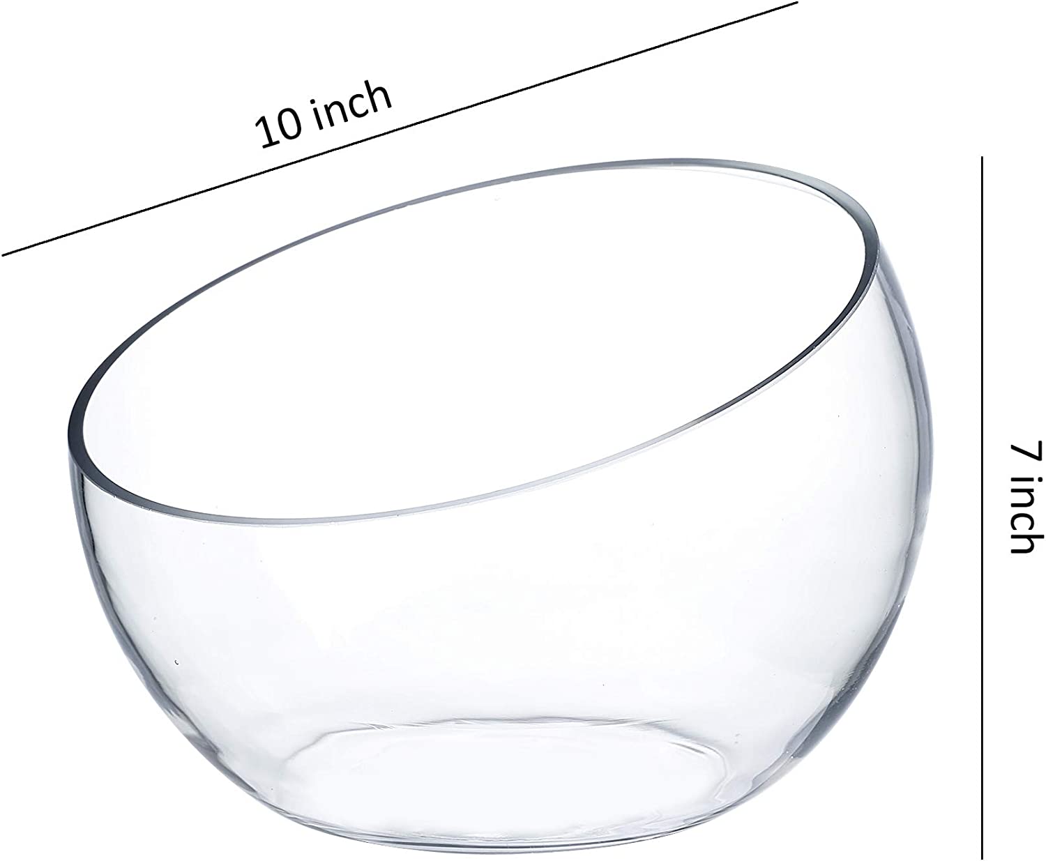 WHOLE HOUSEWARES | Slant Cut Bowl Glass Vase， Width 10