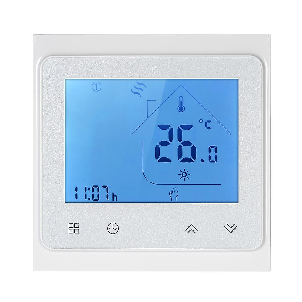 White 5a Water Heating Thermostat With Touchscreen Lcd Display Weekly Programmable Energy Saving Temperature Controller