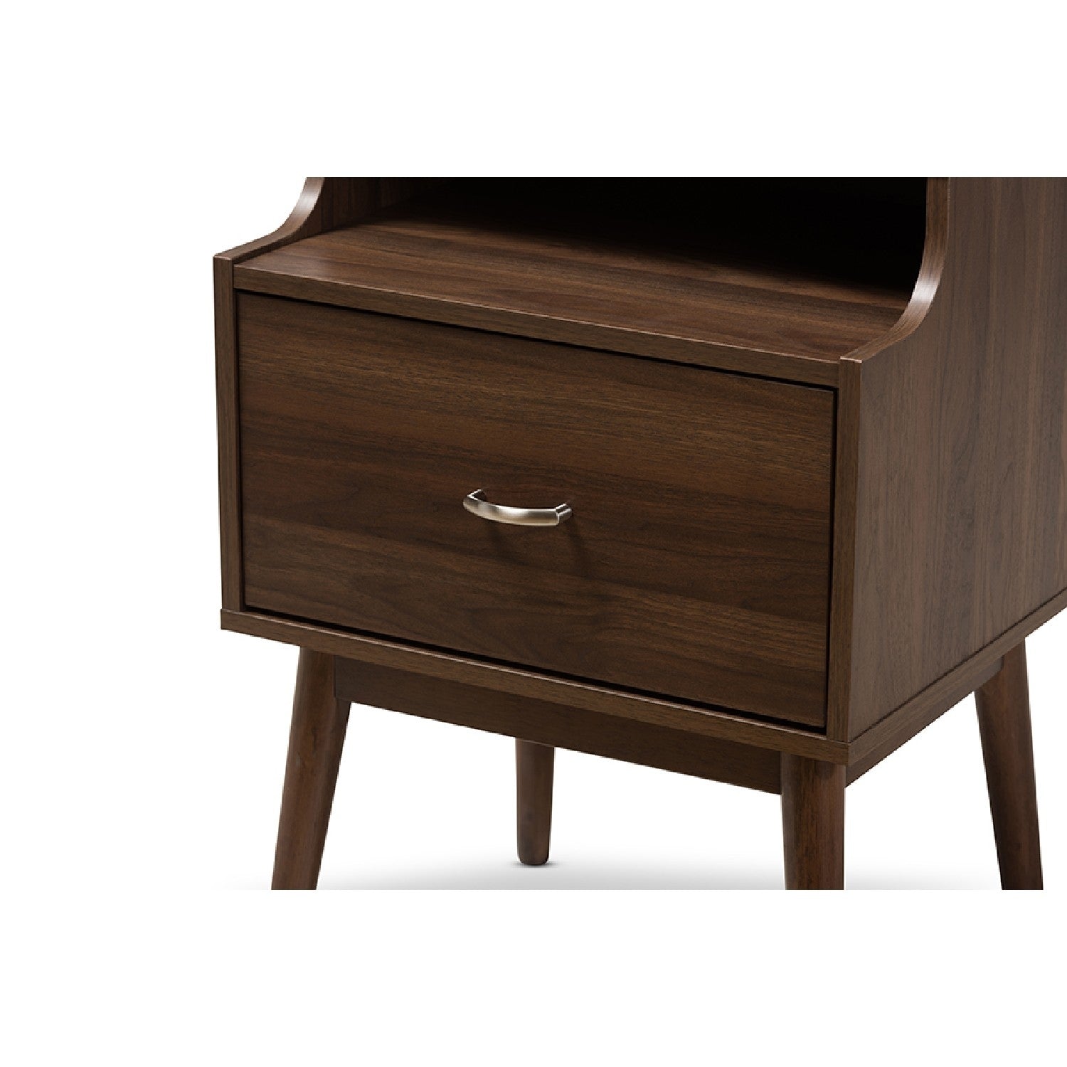 Baxton Studio Disa Mid-Century Modern Walnut Brown Finished Nightstand