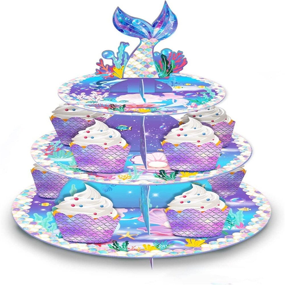 3-Tier Cardboard Cupcake Stand Holder for Kids Birthday Party