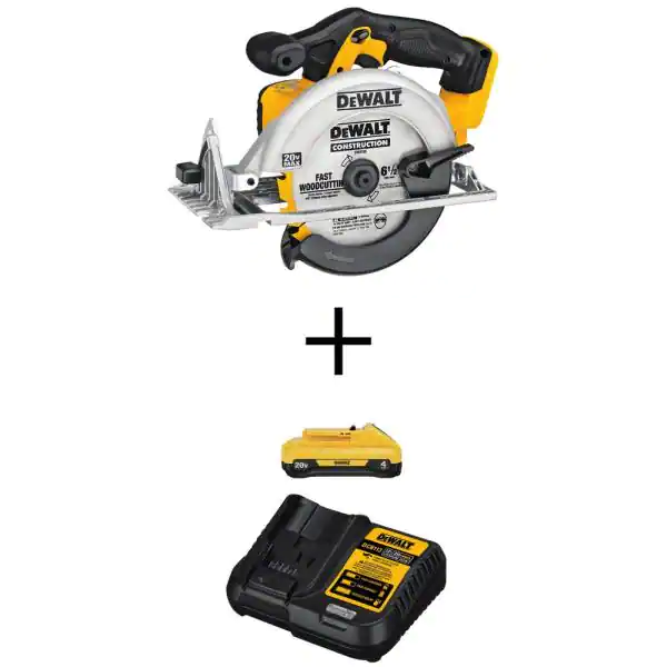 DEWALT DCS391B 20-Volt MAX Cordless 6-1/2 in. Circular Saw with (1) 20-Volt Battery 4.0Ah and Charger