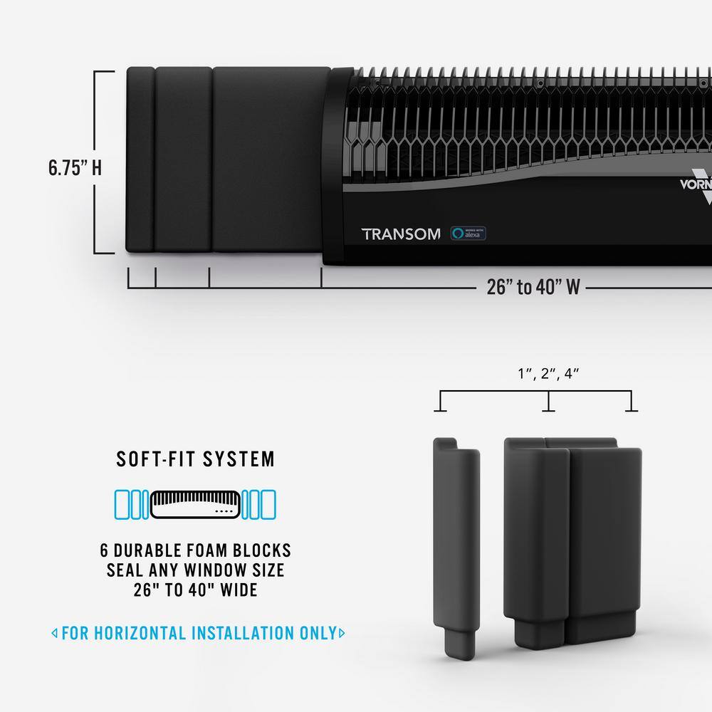 Vornado Transom AE 26 in. 4-Speeds Window Fan with Alexa Reversible Exhaust Mode Weather Resistant Case Whole Room FA1-0137-06