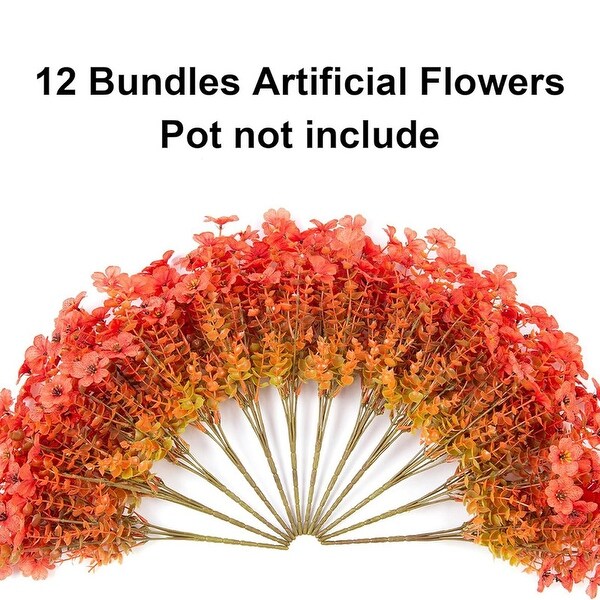 Flowers Plants for Outdoor Outside，12 Bundles Faux Silk UV Resistant Look Real