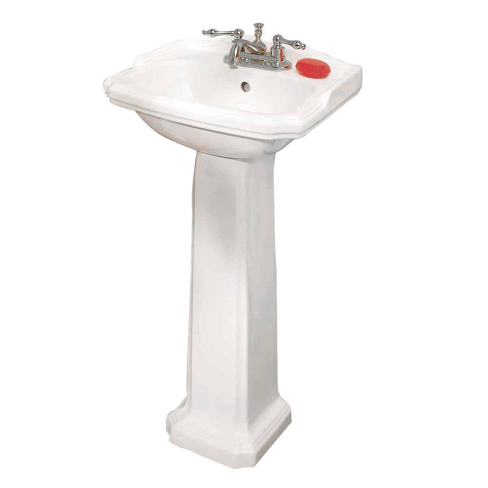 RENOVATORS SUPPLY MANUFACTURING Cloakroom 19 in. Pedestal Combo Bathroom Sink in White with Overflow 19355